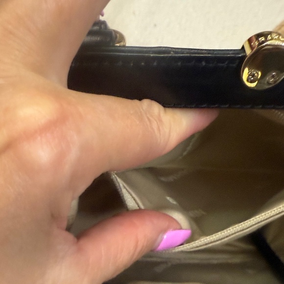 Brahmin Mini Layla Espresso Mist Black and Cream-Embossed Satchel/small wallet. - Picture 14 of 17